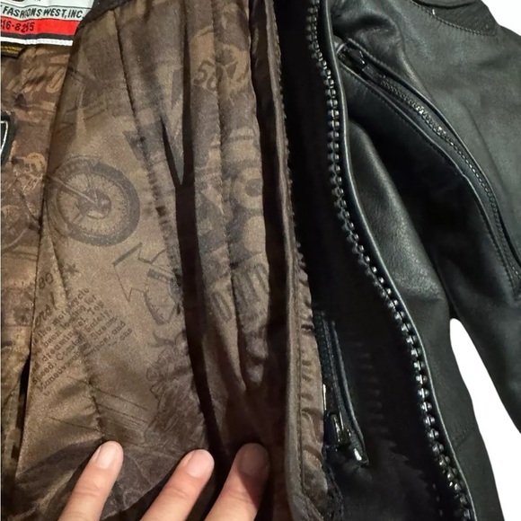First Gear S Pilot Black Leather Jacket With Thermoliner Size 44 Motorcycle - Picture 10 of 14
